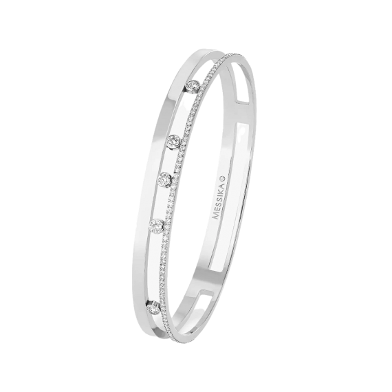 Graphite Titanium & White Diamond Bangle Bracelet for Men | Messika 06585-TG